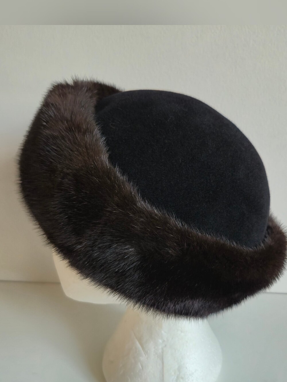 Vintage Laflamme Fur Trim Wool Felt Cossack Hat 1960s